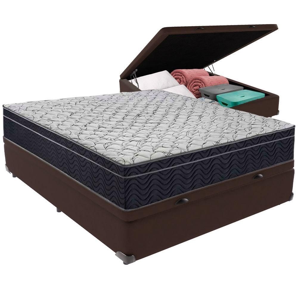 Cama Box Baú E Colchão Airtech 150 Espuma D45 Casal Ortobom Casal Marrom