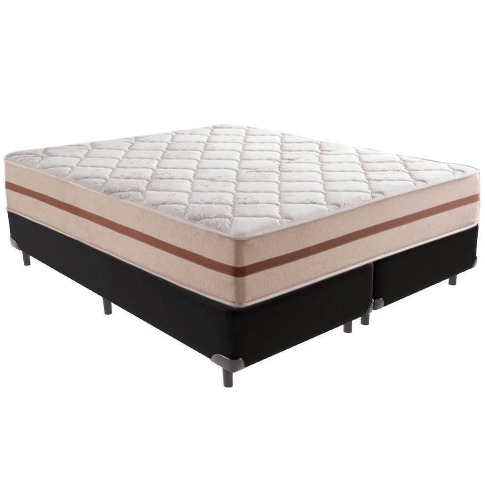Cama Box Preto E Colchão Classic 22 Cm Molas Ensacadas Queen Anjos
