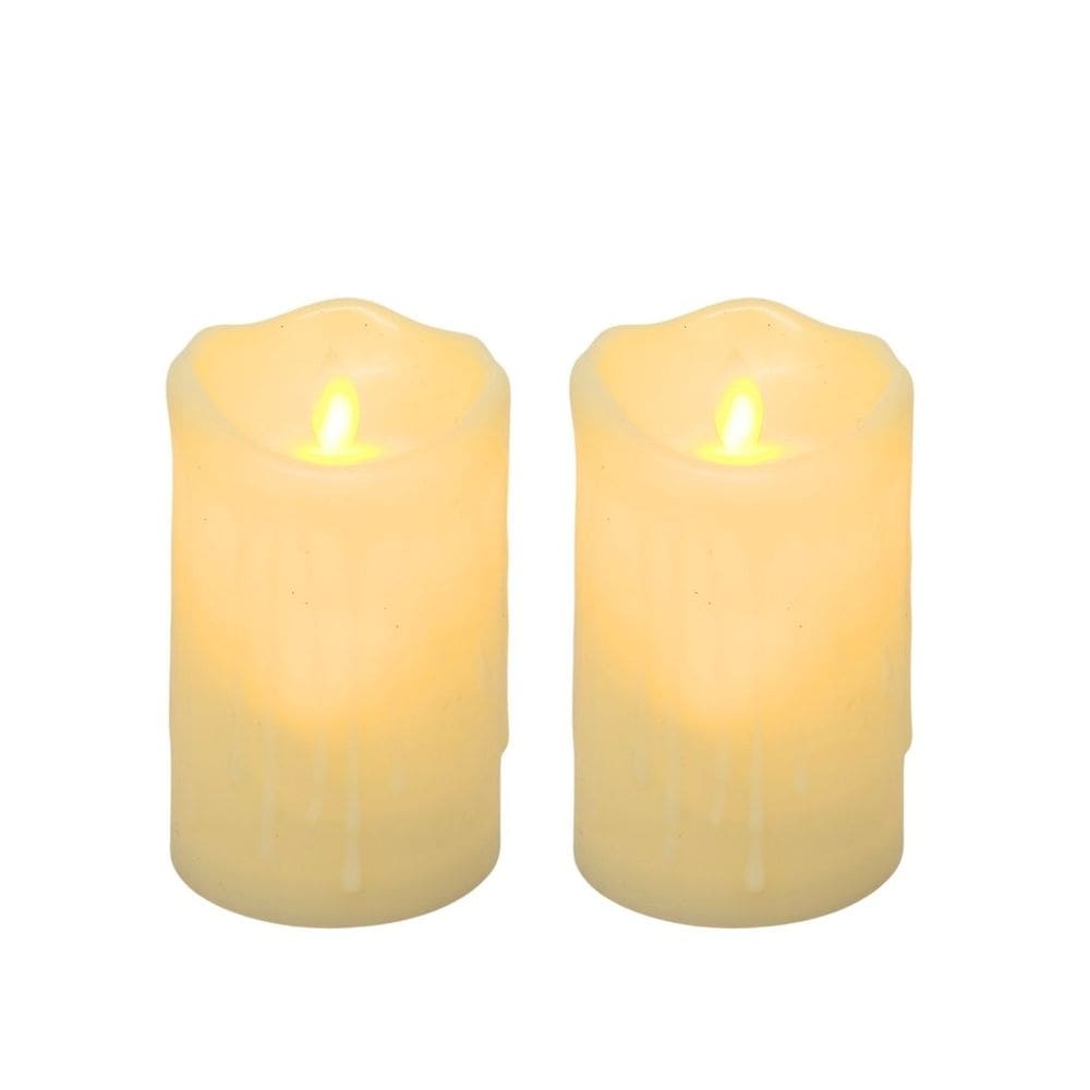 Jogo 2 Velas Eletrônica LED Efeito Moving Realista 12cm x 7,5cm - Bela Flor