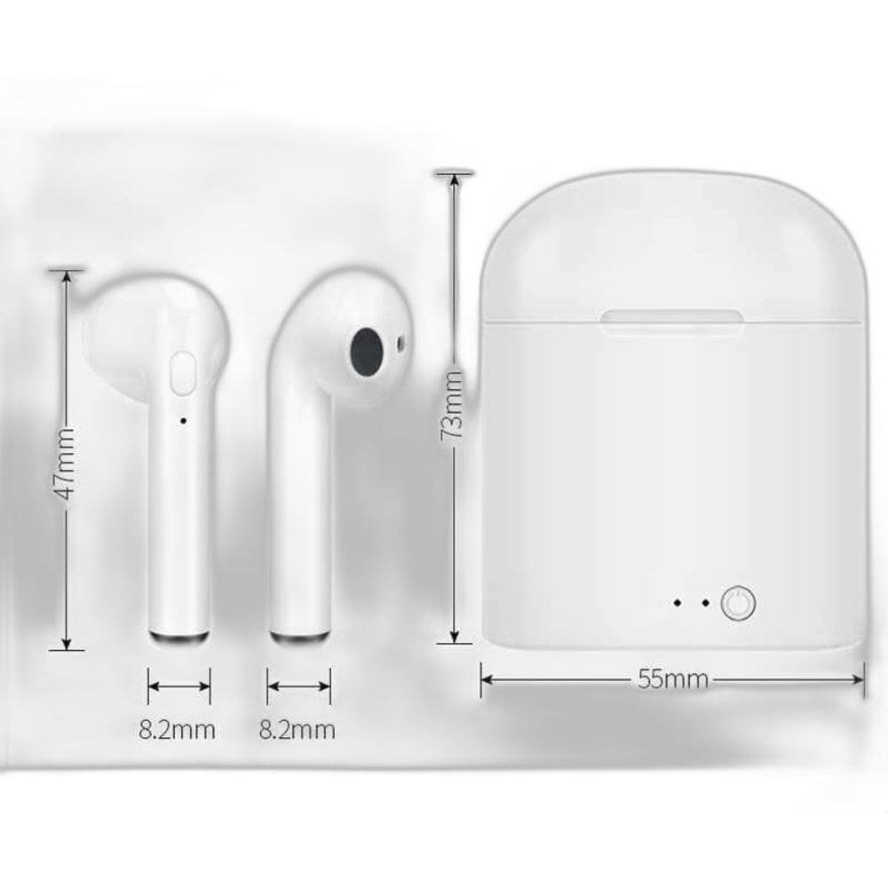 Fone de Ouvido Bluetooth i7s Branco - Microfone Embutido