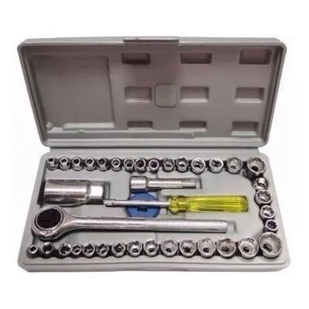 Kit Chave Catraca Com Jogo Soquetes 40 peças Intercambiáveis