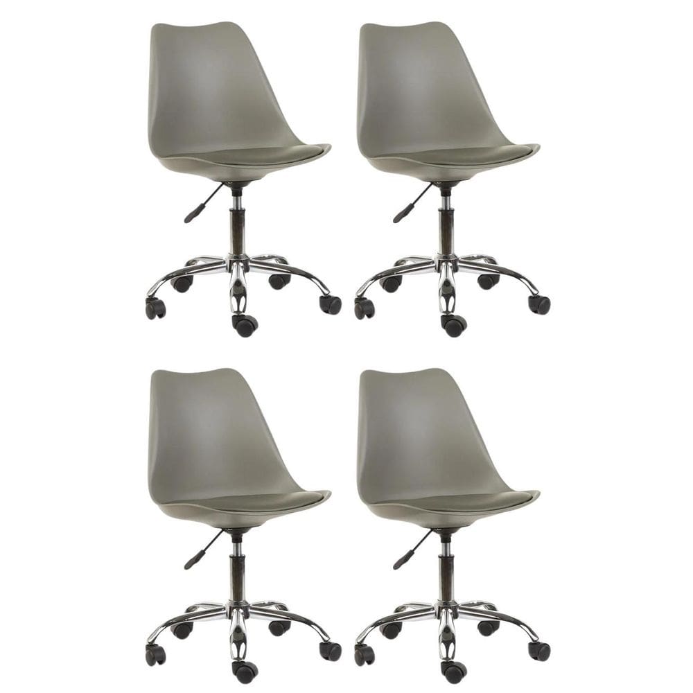 Kit 4 Cadeiras Escritório Tulipa Saarinen Giratória Cinza