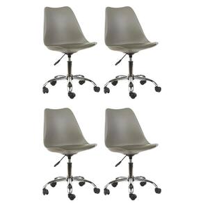 Kit 4 Cadeiras Escritório Tulipa Saarinen Giratória Cinza