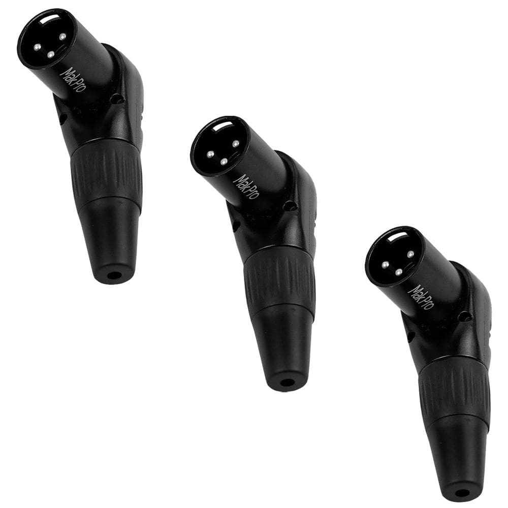 Kit C/ 3 Conectores Xlr Macho 90 Graus Mak Pro Mk-Xlr-Msl
