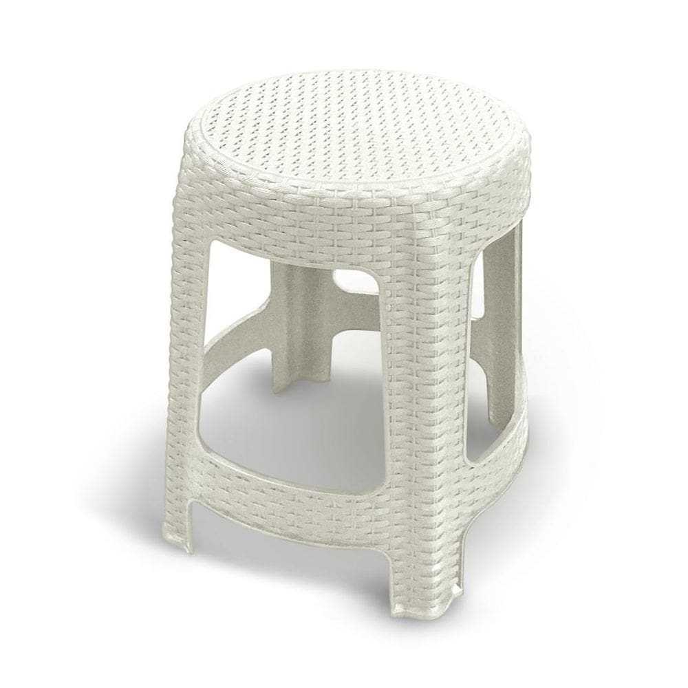 Banqueta Premium Rattan Branca Para Cozinha Área Jardins
