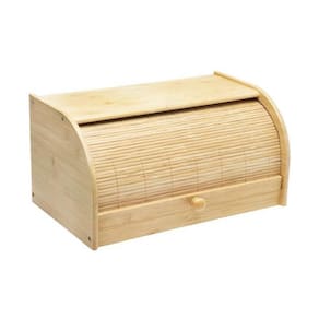 Cesto Porta Pães Com Porta Retrátil Em Bambu