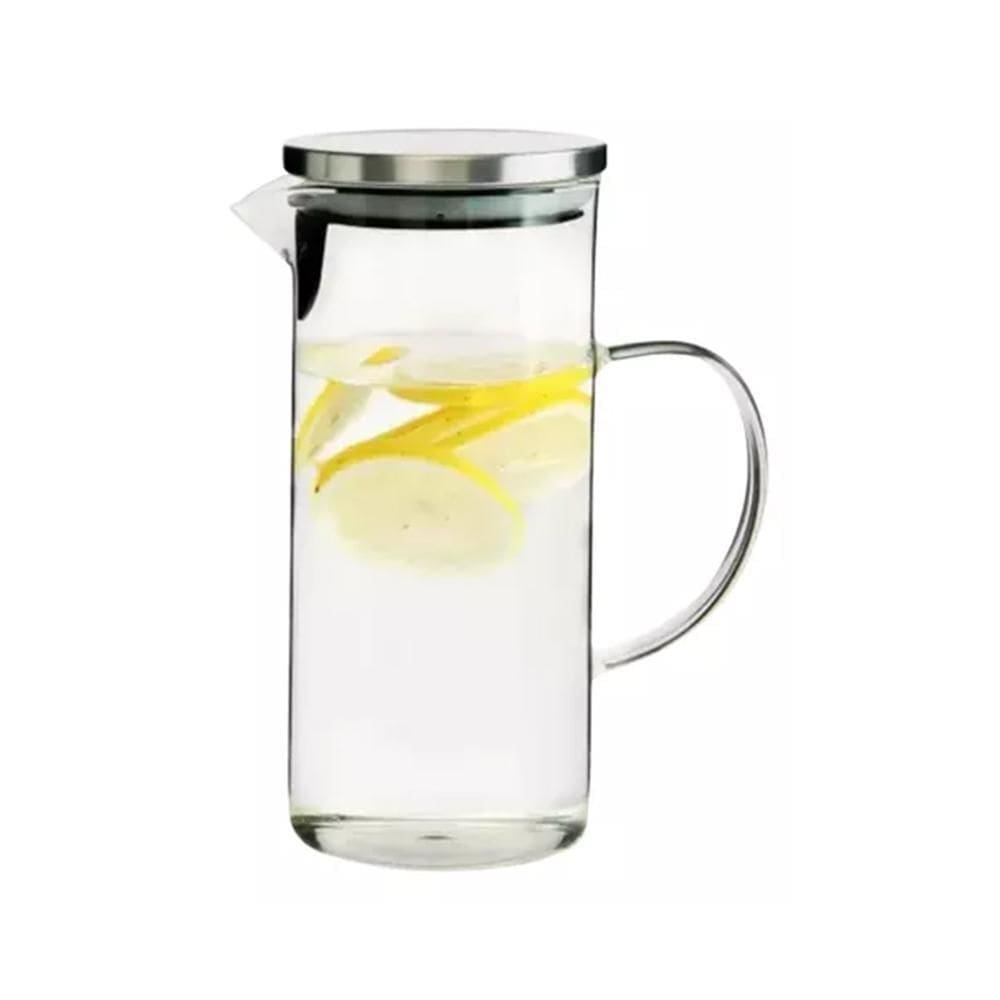 Jarra Vidro Borossilicato 1,5L Tampa Inox Resistente