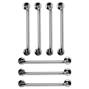 Barra de Apoio Barra 60cm Inox Kit 7 Unidades Banheiro Segurança Idoso Escada Cadeirante Gestante Acessibilidade Suporte Parede Corrimao