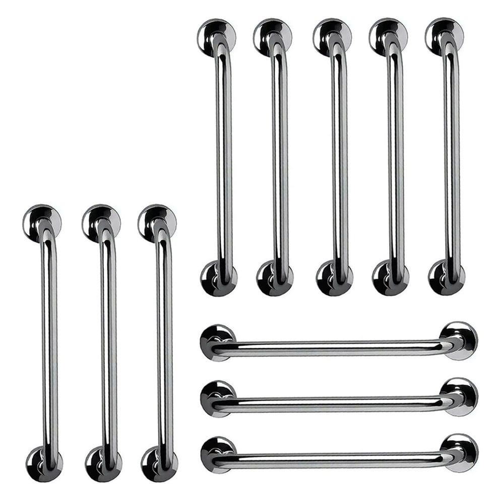 Barra de Apoio 60cm Inox Kit 11 Unidades Idoso Cadeirante Deficiente Gestante Banheiro Box Suporte Escada Corrimao Acessibilidade