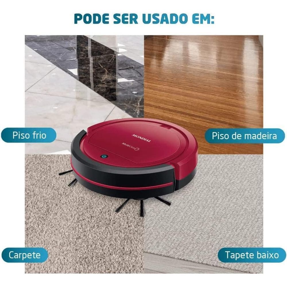 Robô Aspirador De Pó Mondial Rb-09 Bivolt + Pano De Limpeza