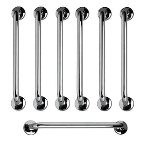 Barra de Apoio 60cm Aço Inox Kit 7 Unidades Banheiro Box Idoso Cadeirante Gestante Criança Segurança Acessibilidade Suporte Escada Corrimao