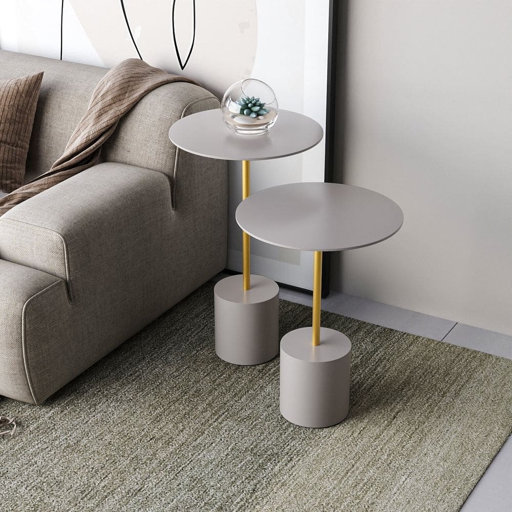 Conjunto Mesa de Canto Parma Metal 65cm X 40cm X 40 Cm FENDY / DOURADO
