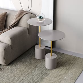 Conjunto Mesa de Canto Parma Metal 65cm X 40cm X 40 Cm FENDY / DOURADO