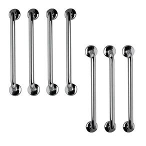 Barra de Apoio Aço Inox 60cm Kit 7 Unidades Segurança Banheiro Box Idoso Gestante Cadeirante Corrimao Suporte Resistente Acessibilidade