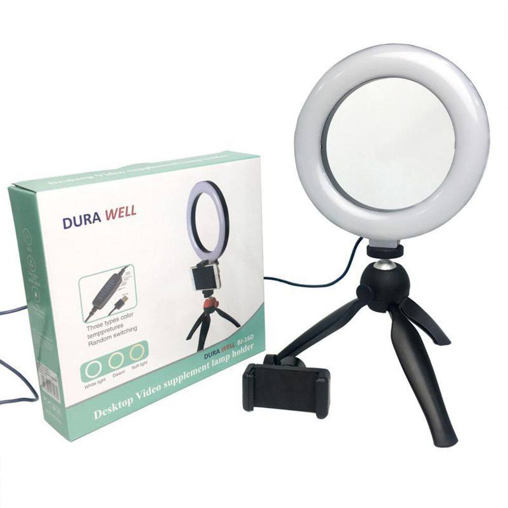 Ring Light Iluminador Led Tripé Suporte Celular Mesa 16Cm