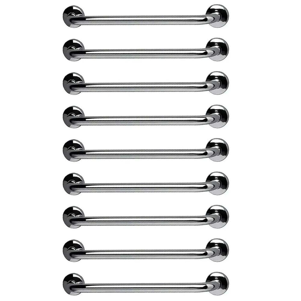 Barra de Apoio 60cm Aço Inox Kit 9 Unidades Gestante Idoso Segurança Banheiro Box Acessibilidade Corrimao Escada Parede Suporte