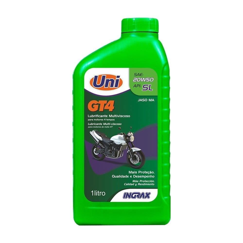 Óleo Lubrificante Uni GT4 Mineral 4T 20W50 1L - Embalagem com 12 Unidades