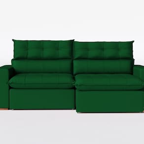 Sofá 190cm Retrátil Reclinável Molas Ensacadas Verde