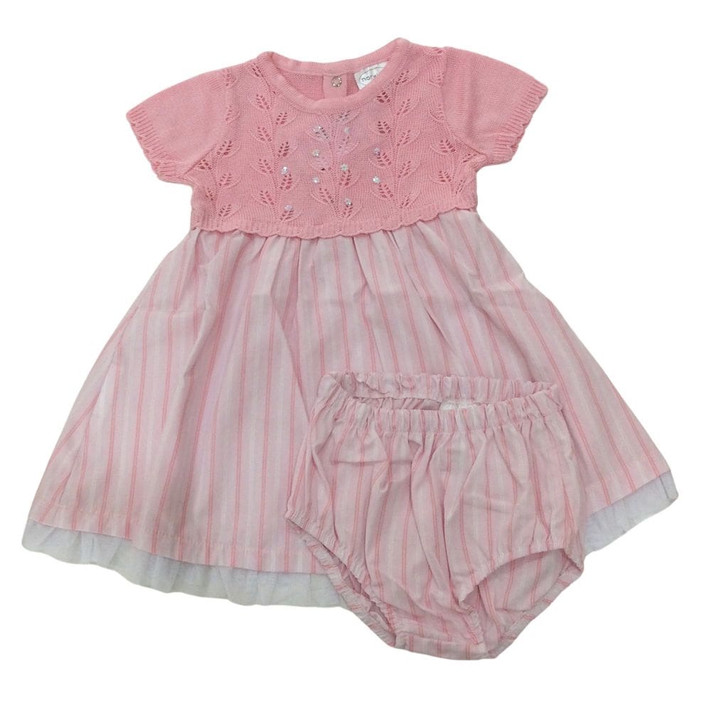 Vestido + calcinha Infantil Noruega com tricot Rosa