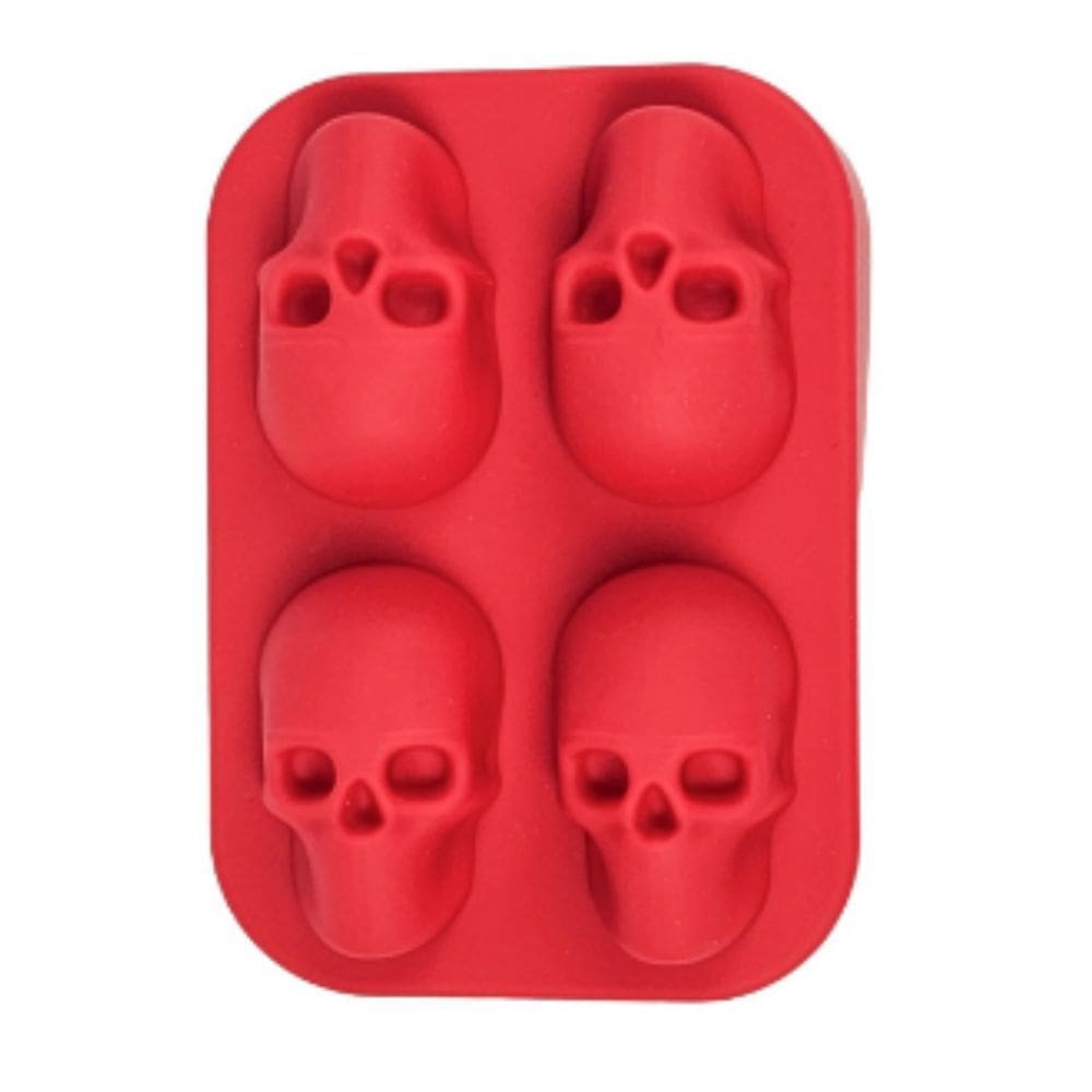 Forma De Gelo Silicone Caveira Vermelho