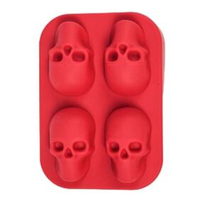 Forma De Gelo Silicone Caveira Vermelho