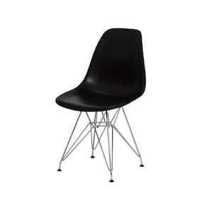 Cadeira Eiffel Eames Preta Base Cromada Sala Cozinha Jantar