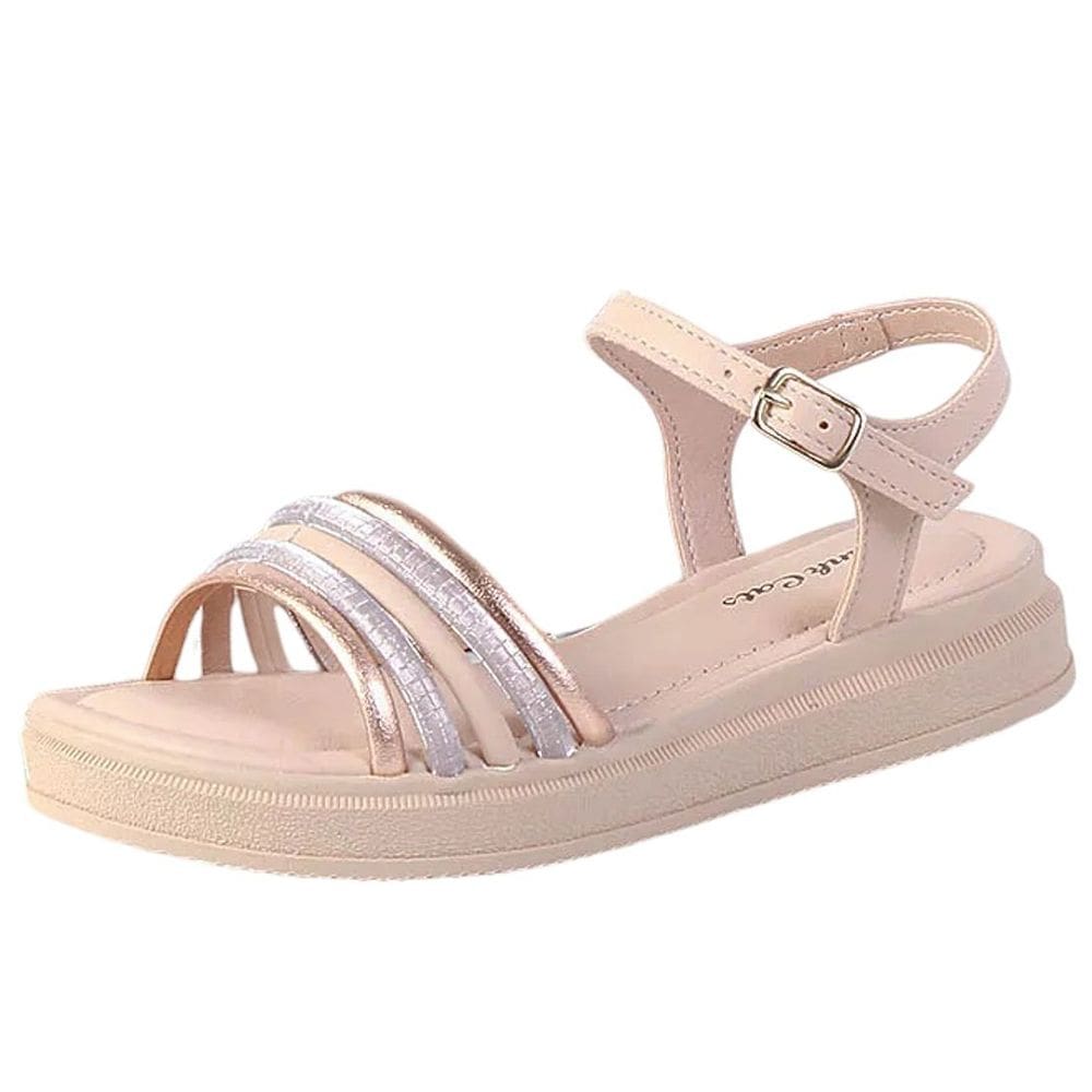 Sandalia Infantil Menina Flatform Tira de Brilho Pink Cats