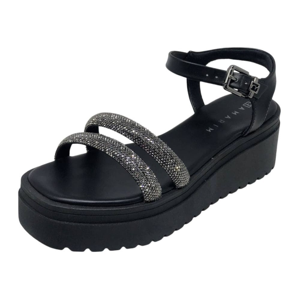 Sandália Feminina Anabela Média Strass Conforto Ramarim