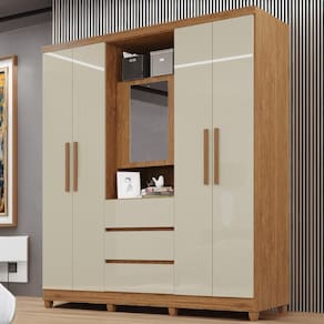 Guarda-Roupa de Casal Giga 5 Portas 2 Gavetas - Tudo De Móveis