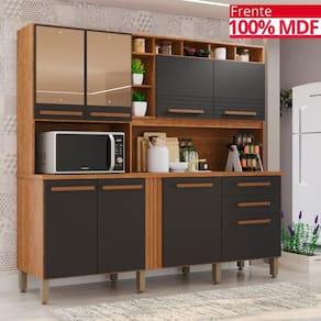 Cozinha  8 Portas 2 Gavetas Aurora Com Espelho - Tudo de Móveis