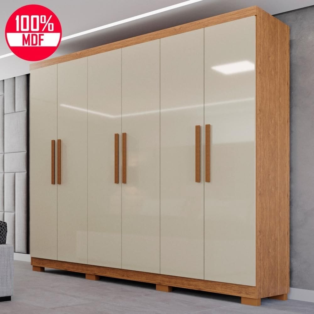 Guarda-Roupa de Casal 100% MDF 6 Portas 4 Gavetas Valencia - Tudo de Móveis