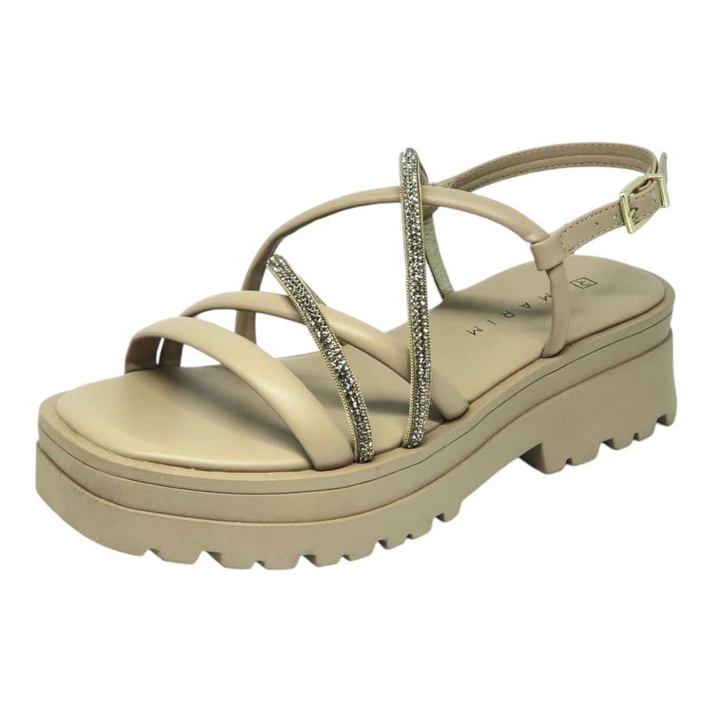 Sandália Feminino Flatform Tratorada Strass Moderna Ramarim
