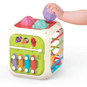 Brinquedo Cubo 7 em 1 Bebê Xilofone Integrado Engrenagens Atoxico - Polibrinq