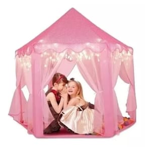 Barraca Infantil Dobrável Tenda Castelo Das Princesas Luzes