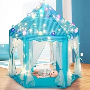 Barraca Infantil Tenda Iluminada Castelo Com Luzes Azul