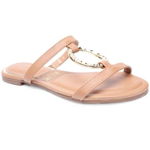 Rasteira Vizzano Detalhe Dourado Feminino - Caramelo