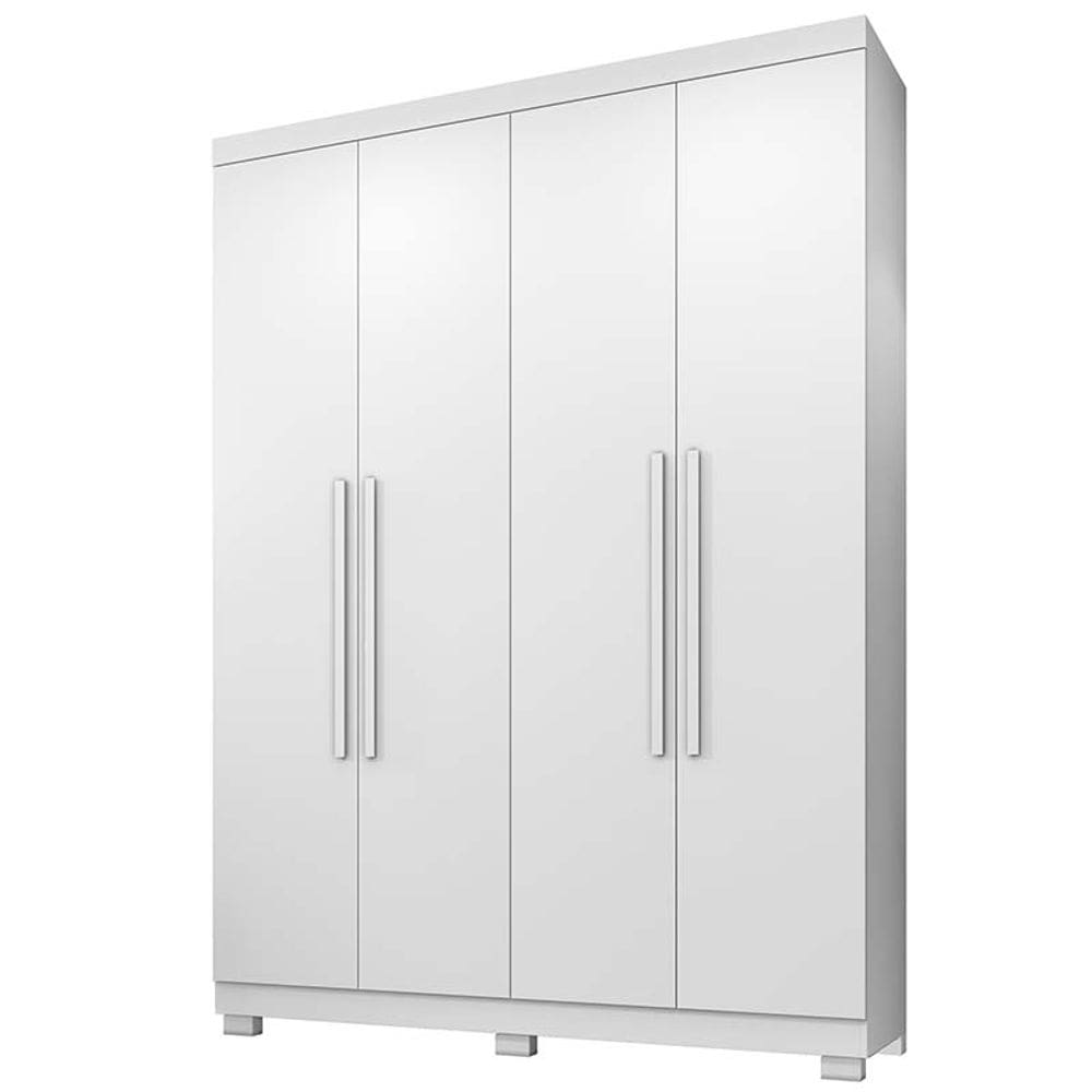 Guarda Roupa Solteiro 4 Portas 3 Gavetas New Master Benetil Móveis Branco