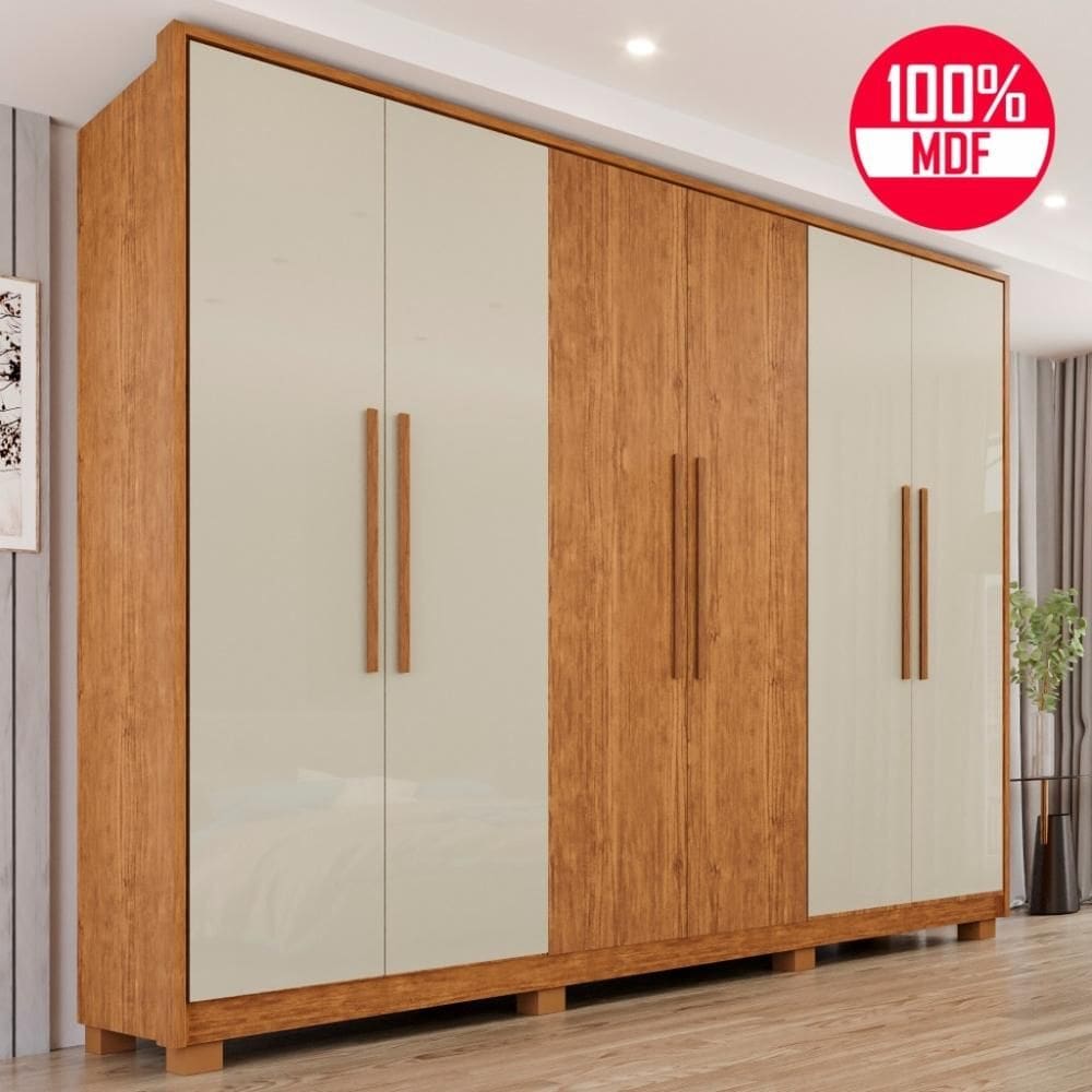 Guarda-Roupa Casal 100% MDF 6 Portas e 6 Gavetas Titanium - Tudo de Móveis