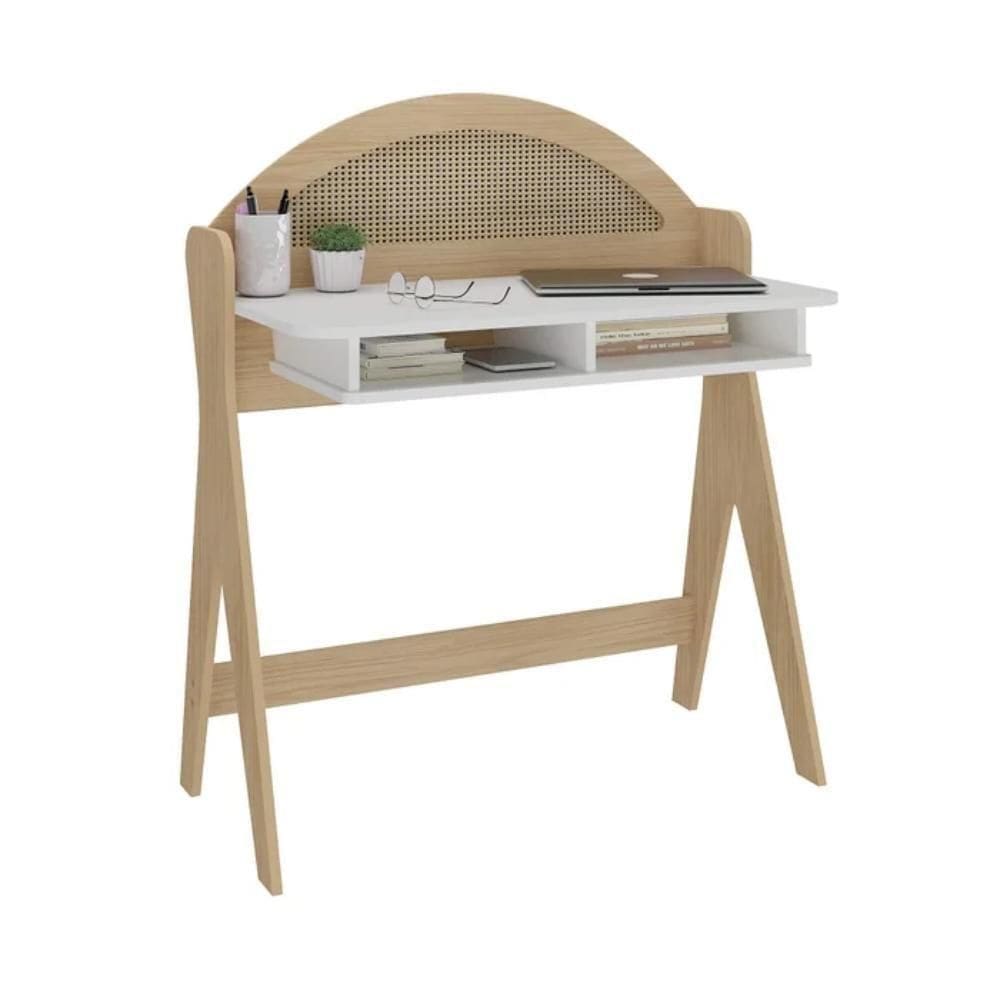 Escrivaninha Ceci 100% Mdf Naturale/branco