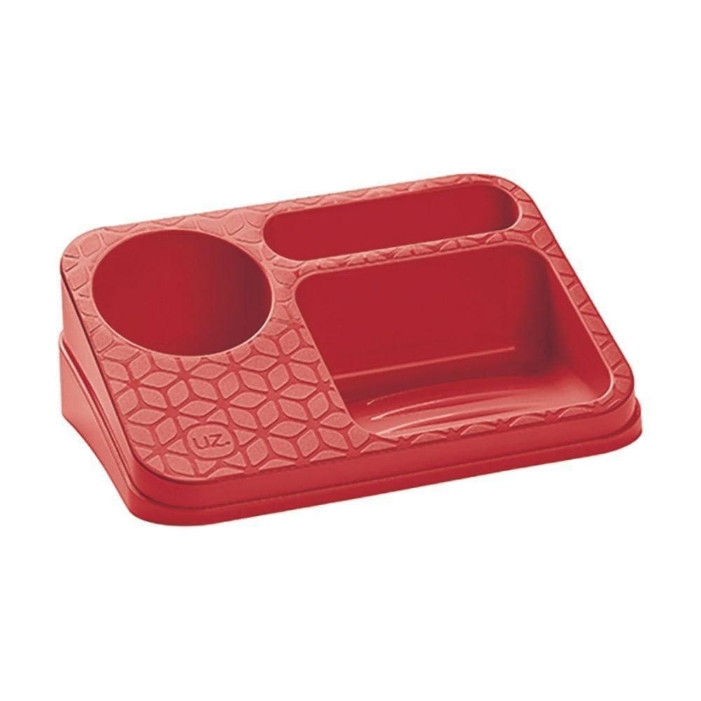 Porta Detergente Suporte Organizador Pia Sabão Esponja Vermelho