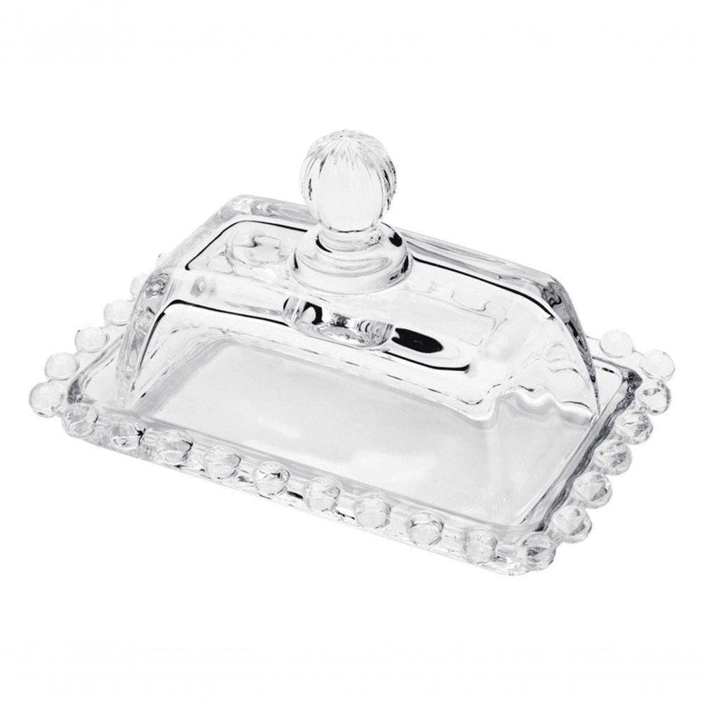 Manteigueira Cristal G 17 Cm X 10,5 Cm X 10 Cm Pearl Bolinha Wolff Transparente