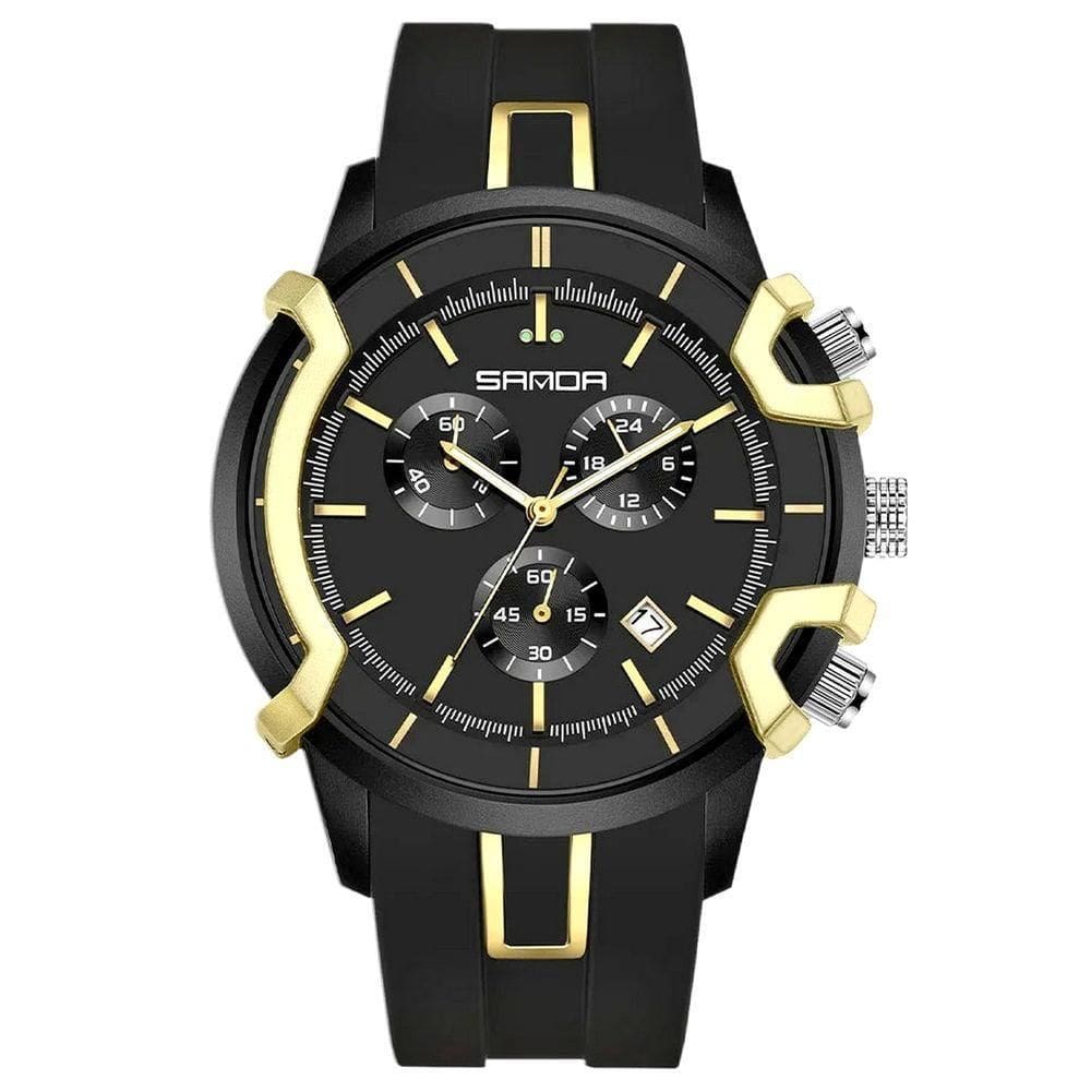 Relógio De Quartzo Masculino Design Esportivo Criativo à Prova D `água Amarelo