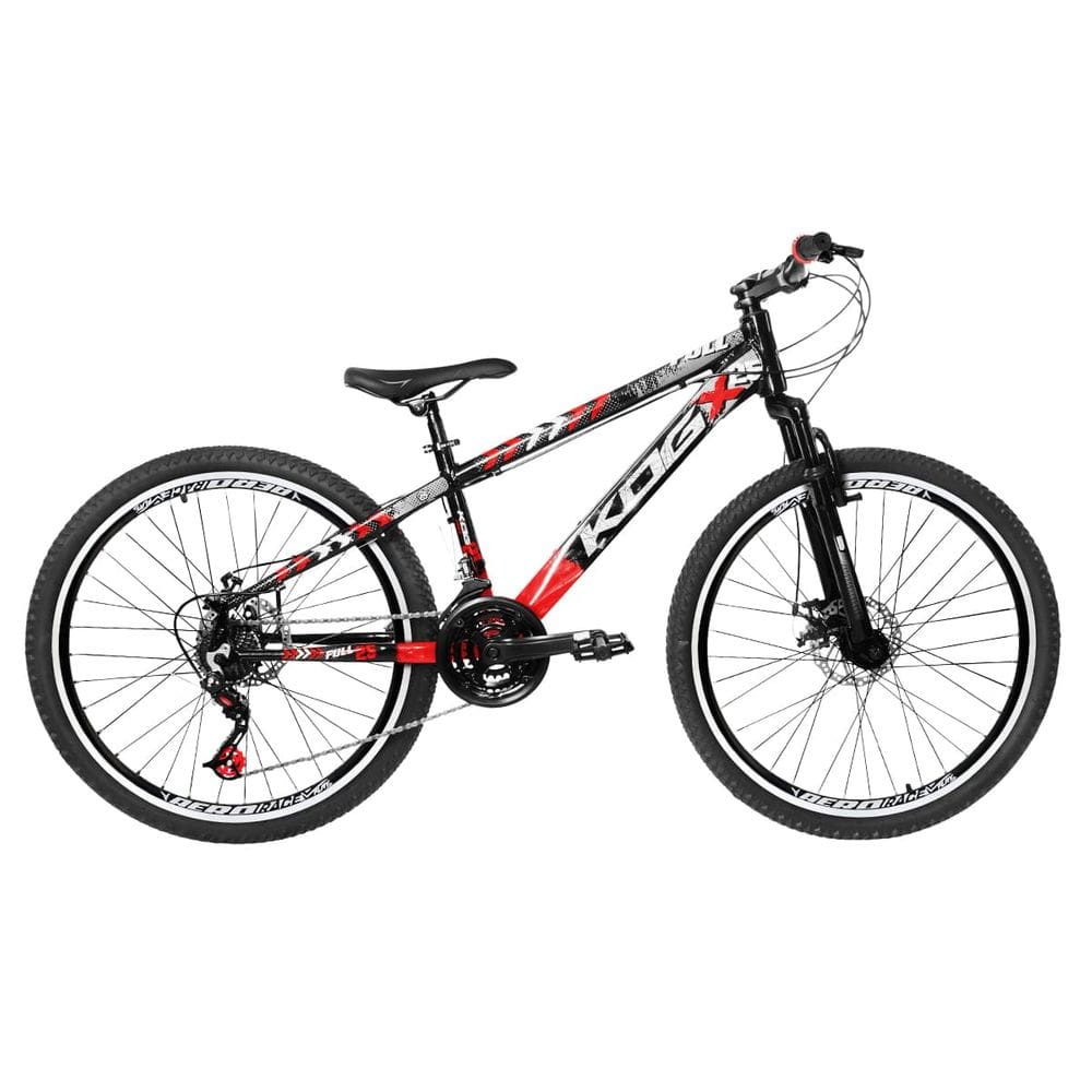 Bicicleta Freeride Aro 26 Flay KOG 18v Freio a Disco Suspensão Dianteira Preto Vermelho