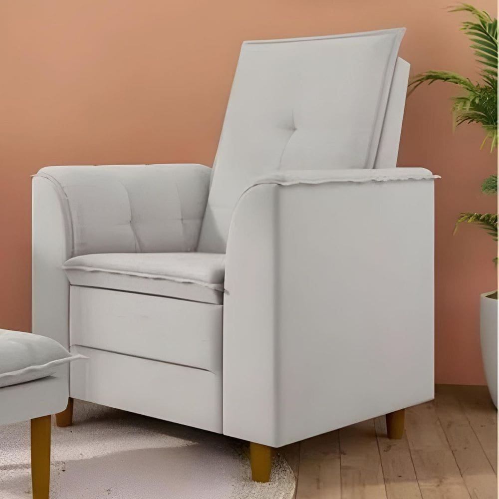 Poltrona Para Sala Confortável Decorativa Londres Linho