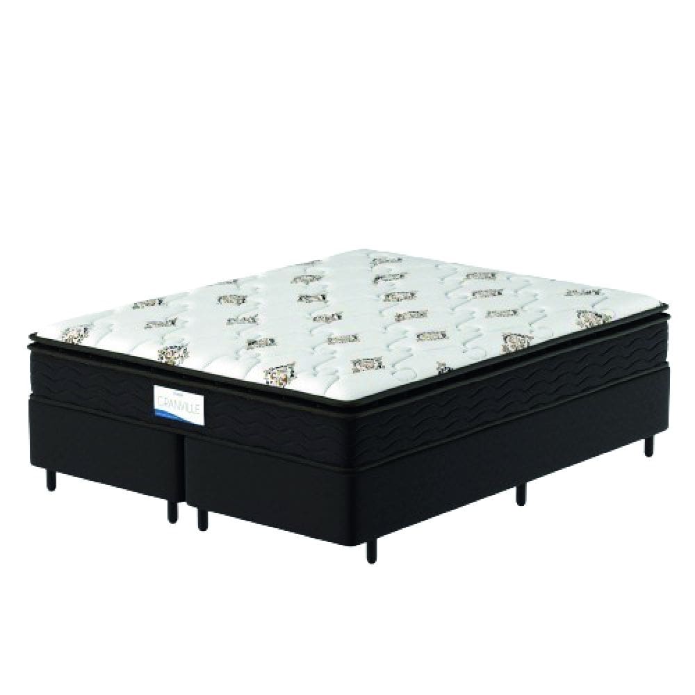 Cama Box Colchão Casal Queen Molas Ensacadas Granville Pillow Top 158x198x66cm Marrom / Branco Probel - Suporta até 110kg por Pessoa