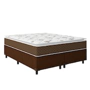 Cama Box Casal Queen Colchão Molas Ensacadas Pillow Top Martino 158x198x63cm Marrom/Branco Umaflex - Suporta até 120kg por Pessoa