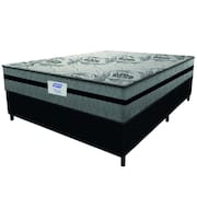 Cama Box Casal Queen Colchão Gazin Com Molas Ensacadas Rubi 158x198x70cm Suede Preto/Cinza