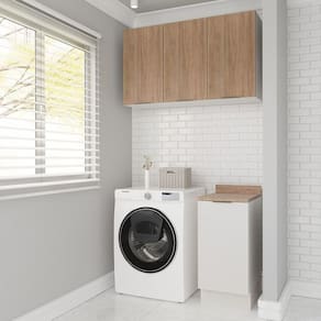 Lavanderia Modulada 2 Peças 1 Armário Aéreo 3 Portas 1 Balcão Ipanema Cabecasa Madeiramadeira Branco/Acácia