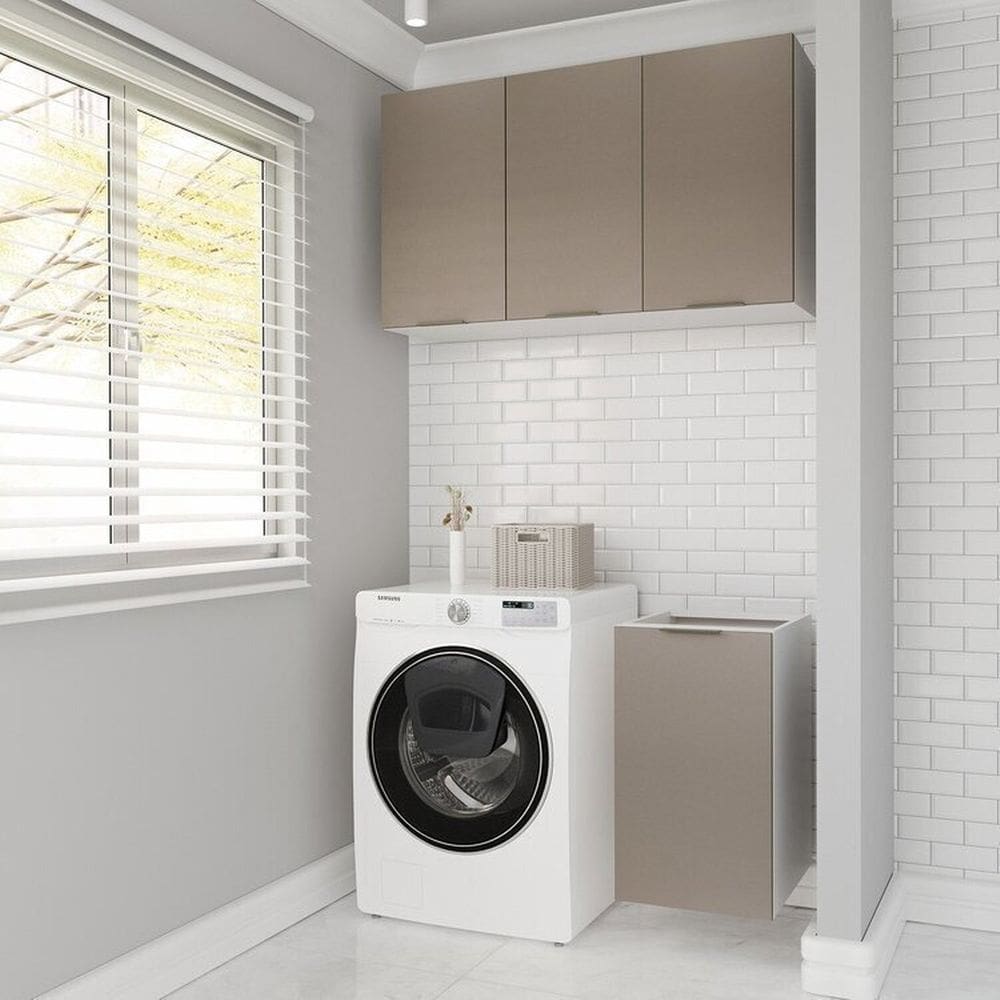 Lavanderia Modulada 2 Peças sem Tampo sem Rodapé Ipanema Cabecasa Madeiramadeira Cinza Trama