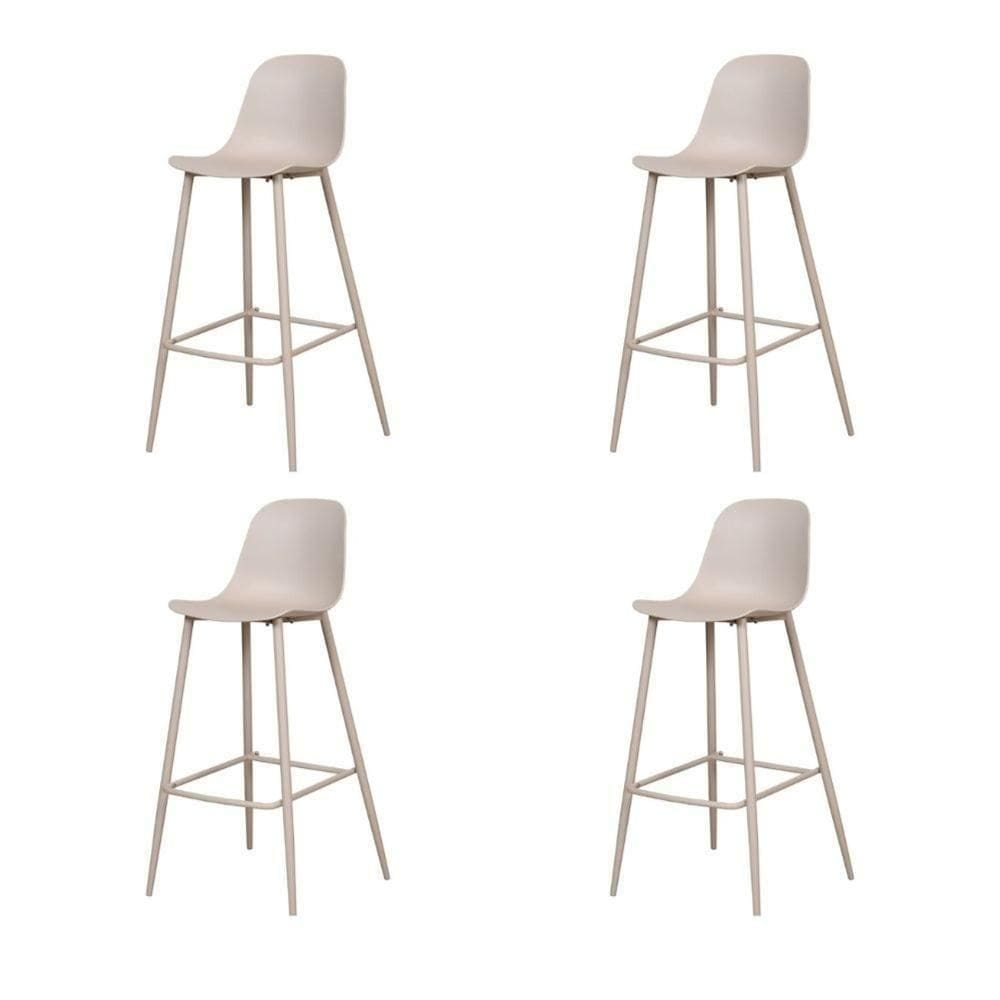 Kit 4 Banquetas Altas Miami Abi Fratini 101,50 Cm (altura) Polipropileno Nude Base Em Aço Pintado